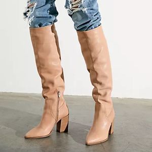 New Free People Riley Tall Slouch Boot Rose Leather